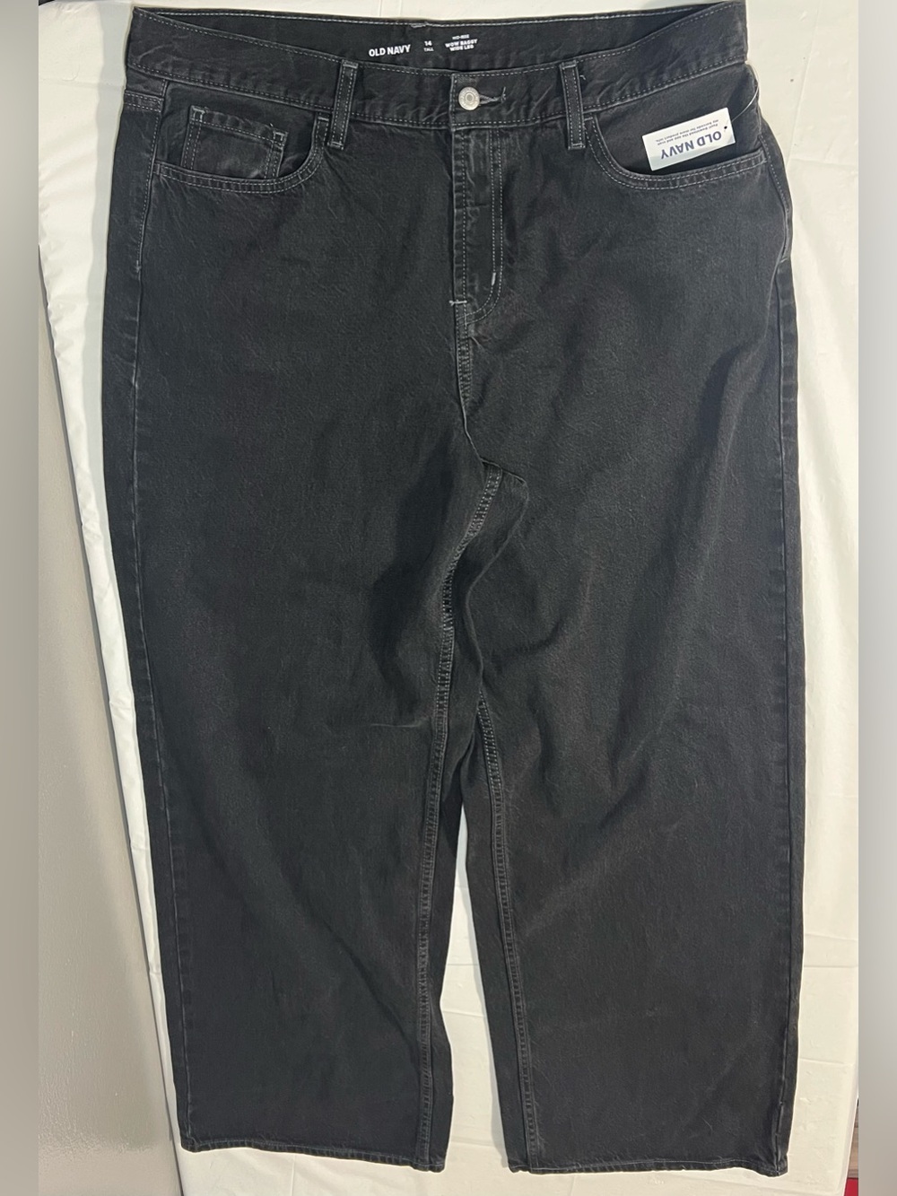NWT Old Navy Mid-Rise Wow Baggy Wide Leg Jeans Size 14 Tall Womens